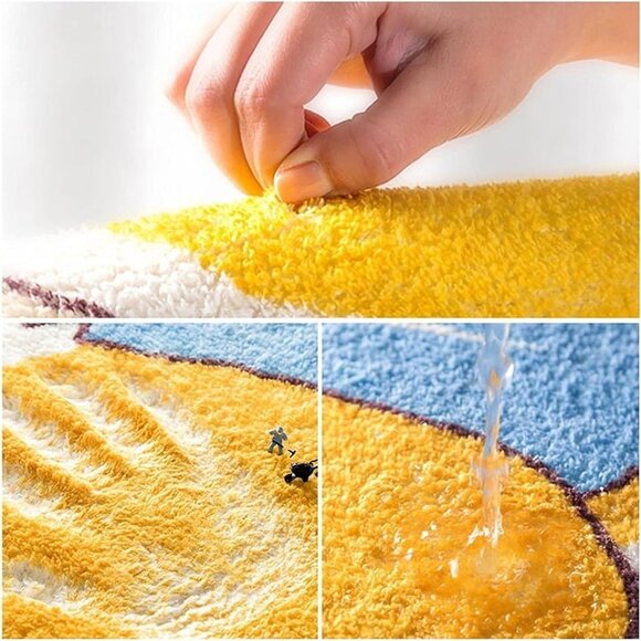 NEW Fluffy Shag Area Rug,Coastal Beach Starfish Shells 16×24in - Picture 6 of 8